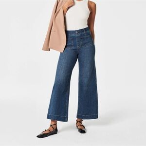 Spanx Cropped Wide Leg Jeans. Shaded Blue/Regular. Size Medium. NWT.